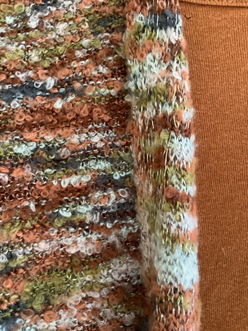 Song n Spirit Loop Yarn in Autumn Colors shawl collar fingertip length